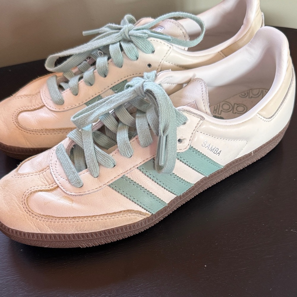 adidas Samba Sneakers in White and Mint Green
